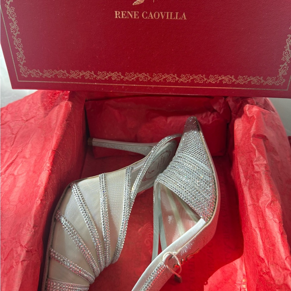 Rene Caovilla Silver Crystal-Embellished Slingback Pumps - Picture 6 of 6
